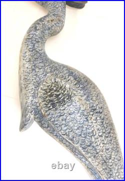 Tall Vintage Sculpture Wooden Heron Hand Carved By BOB CARNEY signed Large Tall Vintage Sculpture Wooden Heron Hand Carved By BOB CARNEY signed Large