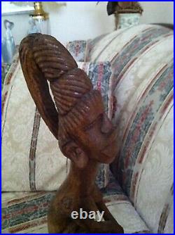 Tall Wood Carving Tribal Woman Baguio Philippines Folk Art Handmade