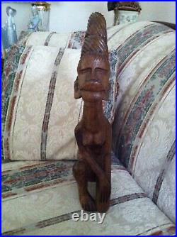 Tall Wood Carving Tribal Woman Baguio Philippines Folk Art Handmade