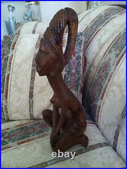 Tall Wood Carving Tribal Woman Baguio Philippines Folk Art Handmade