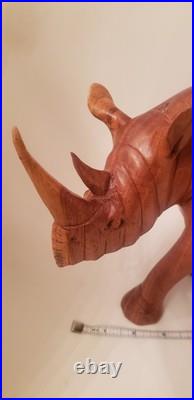 Teak Wood Rhino Sculpture