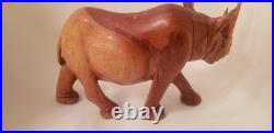 Teak Wood Rhino Sculpture