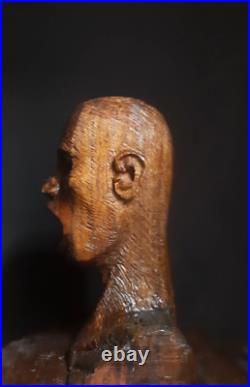 Tears of Time Hand-Carved Old Man Crying Facial Sculpture Wooden Hand Curved