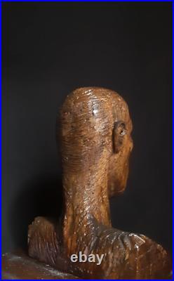 Tears of Time Hand-Carved Old Man Crying Facial Sculpture Wooden Hand Curved