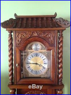 Tempus Fugit Grandfather Clock Asian Wood Carving Dragon Pagoda German /Asian