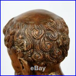 Tête d'homme barbu Espagne XVIIIe Antique carved wood 18e sculpture bois