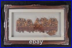 The Last Supper 3D Solid Wood Carving, Solid Mahogany Frame, Hand Made, Indonesia