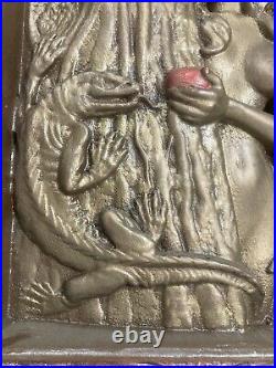 The Tempting of Eve Carved Wood Bas Relief Wall Hanging Religious Art