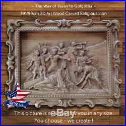 The Way of Jesus to Golgotha Wood carved icon picture painting sculpture decor