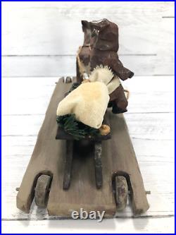 The Whimsical Whittler Santa Claus On Wheels Pull Toy Carved Wood Rawson 1996