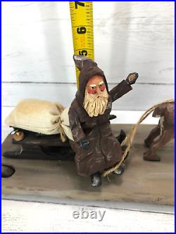 The Whimsical Whittler Santa Claus On Wheels Pull Toy Carved Wood Rawson 1996