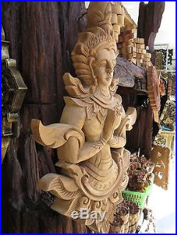 Thep Phanom Thai Budda Sculpture Wood Carved Home Wall Mural Art Decor DIY gtahy