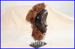 Three Small Dan People Passport Masks Ivory Coast on Stands