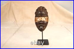 Three Small Dan People Passport Masks Ivory Coast on Stands