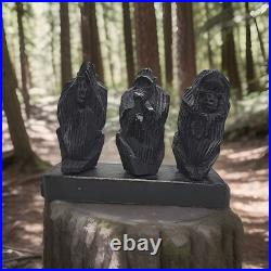 Three Wise Monkeys Vintage Hand Carved Wooden Africa Abstract 4x5.25