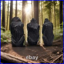 Three Wise Monkeys Vintage Hand Carved Wooden Africa Abstract 4x5.25