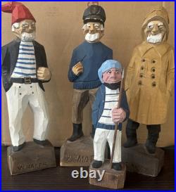 Tom Hannah Wood Carving Sculptures Lot of 4 Hand Carved