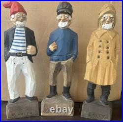 Tom Hannah Wood Carving Sculptures Lot of 4 Hand Carved
