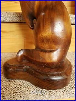 Tom Taber Rare River Otter Carving Wood Sculpture Art Signed 15 River Gamblor