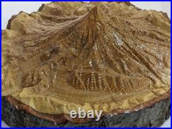 Topographic 3D Wood Carving Mountain Custom Unique Mt. Hood Center Piece Nature
