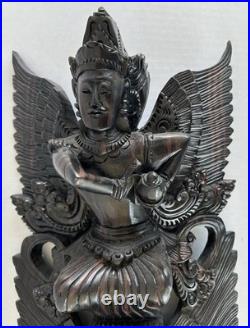 Traditional Balinese Indonesian Hand Carved Wood Sculpture Vishnu Riding Garuda