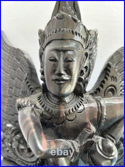 Traditional Balinese Indonesian Hand Carved Wood Sculpture Vishnu Riding Garuda