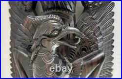 Traditional Balinese Indonesian Hand Carved Wood Sculpture Vishnu Riding Garuda