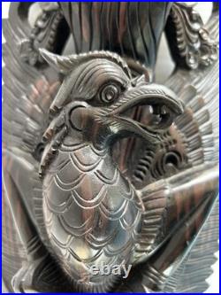 Traditional Balinese Indonesian Hand Carved Wood Sculpture Vishnu Riding Garuda
