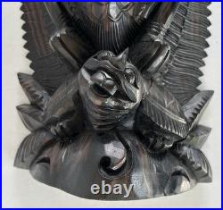 Traditional Balinese Indonesian Hand Carved Wood Sculpture Vishnu Riding Garuda
