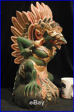 Traditional Balinese Wood Carving of Garuda Very Large 18.5 (47 cm) Rare 1900's