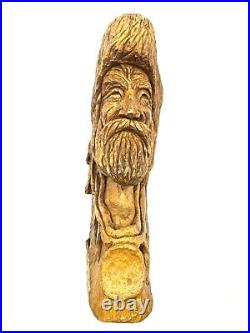 Trapper Carving Bear Hat Mountain Man Cabin Art Old West Sculpture Dave Sime