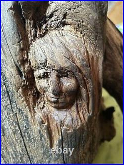 Tree spirit wood carving Nature OOAK Driftwood. Gnomes. Trolls. Rare
