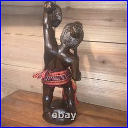 Tribal Headhunter Warrior Wooden Sculpture Holding Severed Head With Machete 12