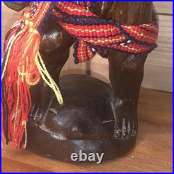 Tribal Headhunter Warrior Wooden Sculpture Holding Severed Head With Machete 12