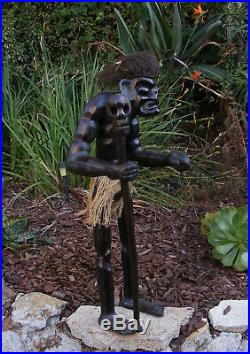 Tribal Primitive Voodoo Man Tiki Wood Statue Tiki Bar Sculpture Wood Carving 34