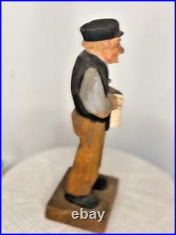 Trygg 8 Signed Hand Carved wood Old Man with Accordian Swedish folk art