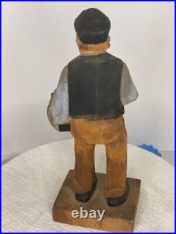 Trygg 8 Signed Hand Carved wood Old Man with Accordian Swedish folk art