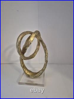 Twisted loop Gold Color Possibly Wood MCM Sculpture Twisted loop Gold Color Possibly Wood MCM Sculpture