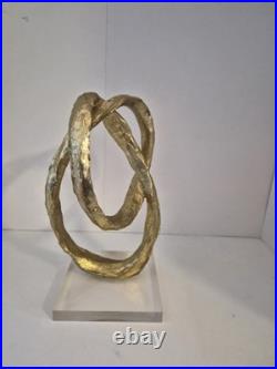 Twisted loop Gold Color Possibly Wood MCM Sculpture Twisted loop Gold Color Possibly Wood MCM Sculpture