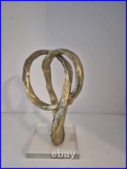 Twisted loop Gold Color Possibly Wood MCM Sculpture Twisted loop Gold Color Possibly Wood MCM Sculpture