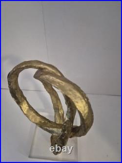 Twisted loop Gold Color Possibly Wood MCM Sculpture Twisted loop Gold Color Possibly Wood MCM Sculpture
