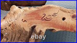 Two Beautiful WELLS P SIGNED WOOD CARVING FACE / FOREST SPIRIT BEARDED MAN