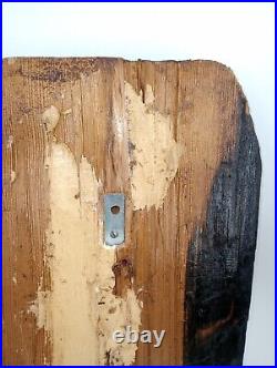 Two Large Apalachin Folk Art Face Carvings Split Log 10 X 24 X 5