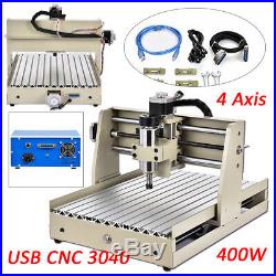 USB 4 Axis 400W 3040T CNC Router Engraver Desktop Wood Carving Milling Machine