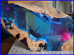 Underwater Epoxy and Wood Sculpture Large 15L X 8 H. New. Rgb Led Light