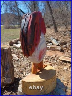 Unique Chainsaw Carved Rooster 22 Tall Wooden Chicken