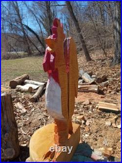 Unique Chainsaw Carved Rooster 22 Tall Wooden Chicken