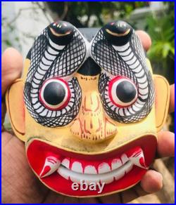 Unique Handcrafted 5 Wooden Cobra Devil Mask from Sri Lanka Traditional Kolam