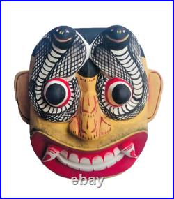 Unique Handcrafted 5 Wooden Cobra Devil Mask from Sri Lanka Traditional Kolam