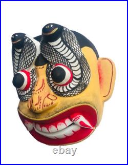Unique Handcrafted 5 Wooden Cobra Devil Mask from Sri Lanka Traditional Kolam